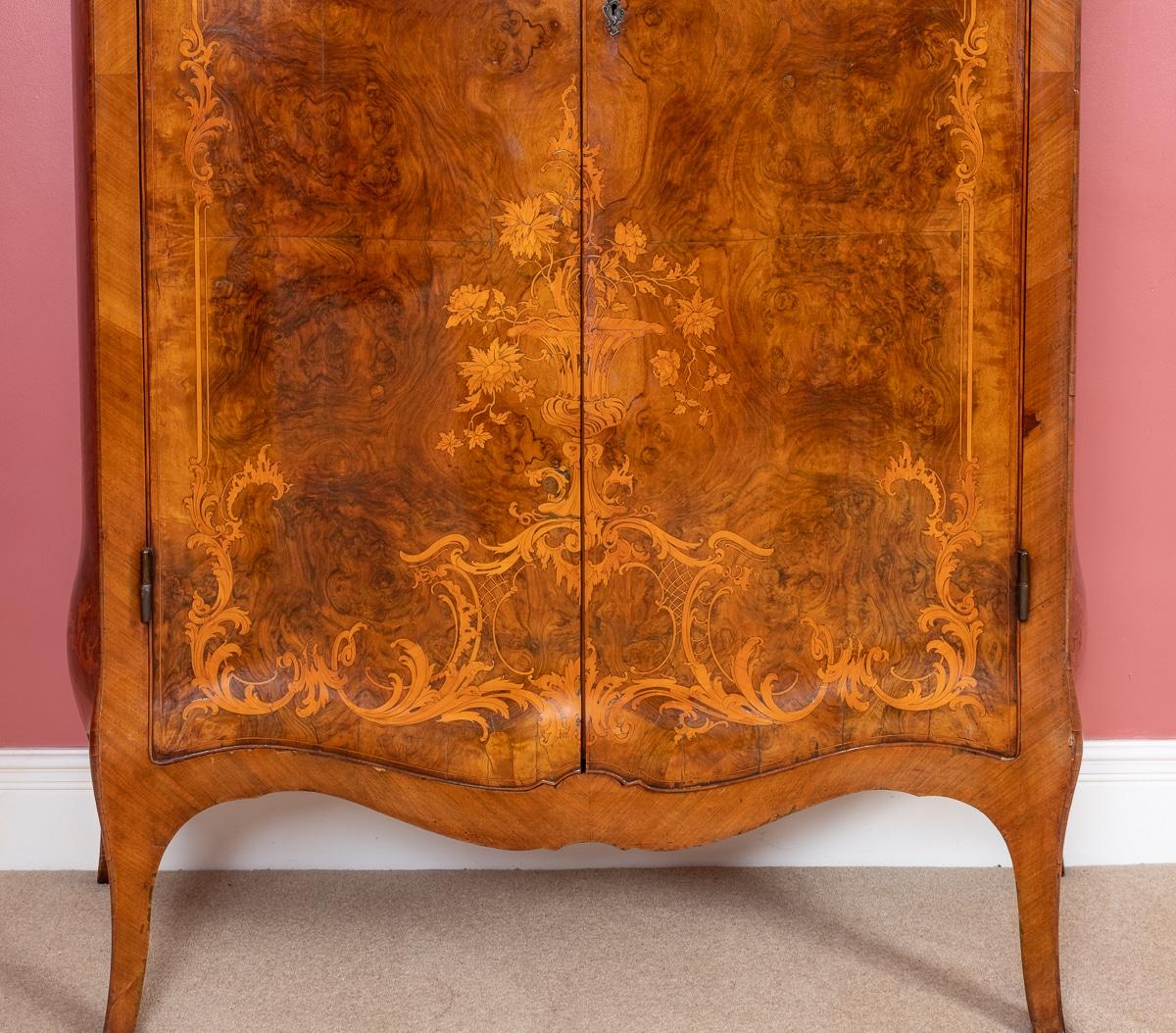 Amazing 6 Piece French Burr Walnut and Marquetry Bedroom Suite