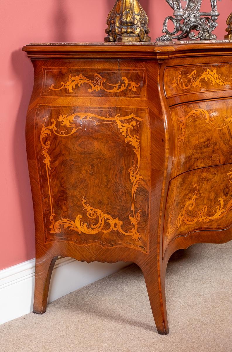Amazing 6 Piece French Burr Walnut and Marquetry Bedroom Suite