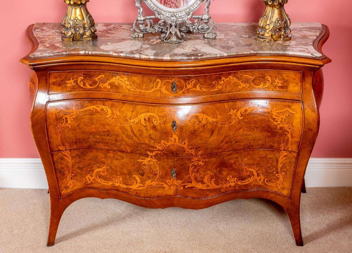 Amazing 6 Piece French Burr Walnut and Marquetry Bedroom Suite