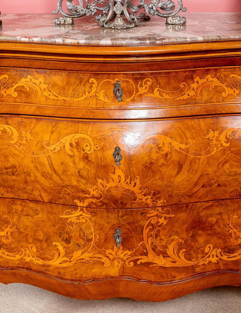 Amazing 6 Piece French Burr Walnut and Marquetry Bedroom Suite