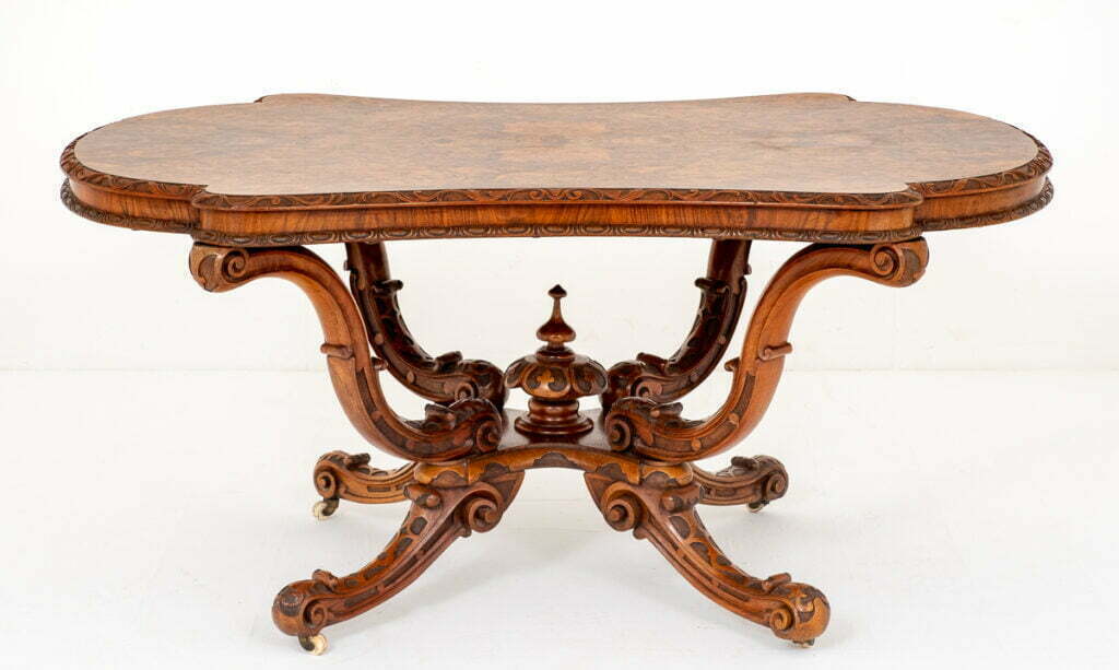 Exceptional Burr Walnut Irish Centre Table