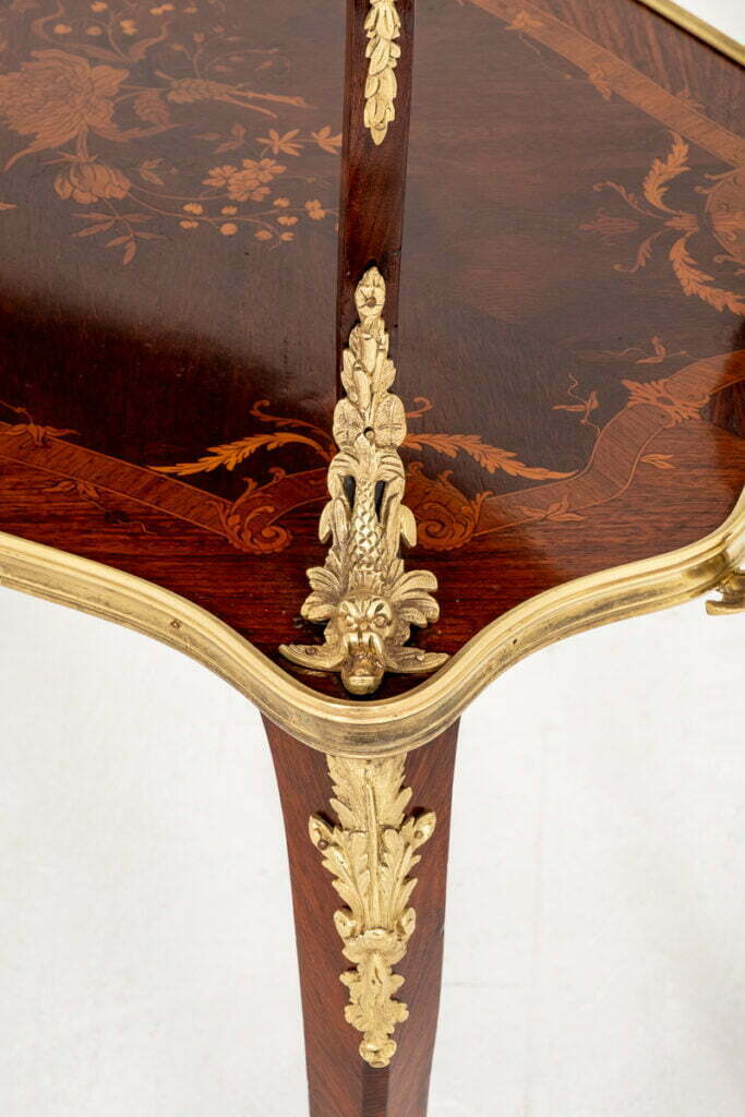 Pretty French Walnut and Marquetry Etagere