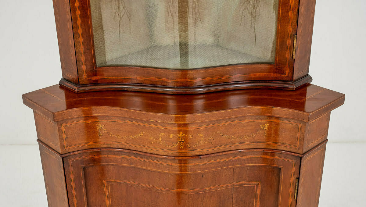 Mahogany Sheraton Revival Inlaid Corner Cabinet