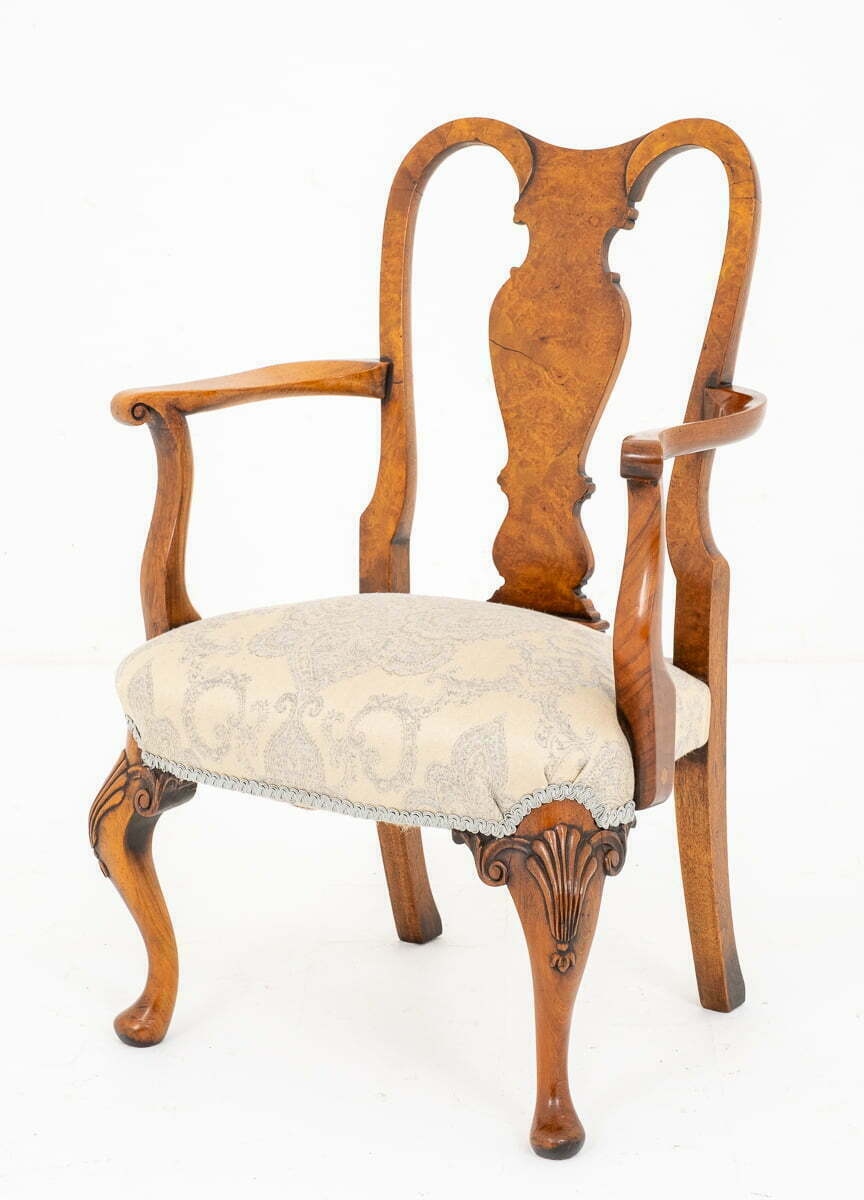 Walnut Queen Anne Style Childs Chair