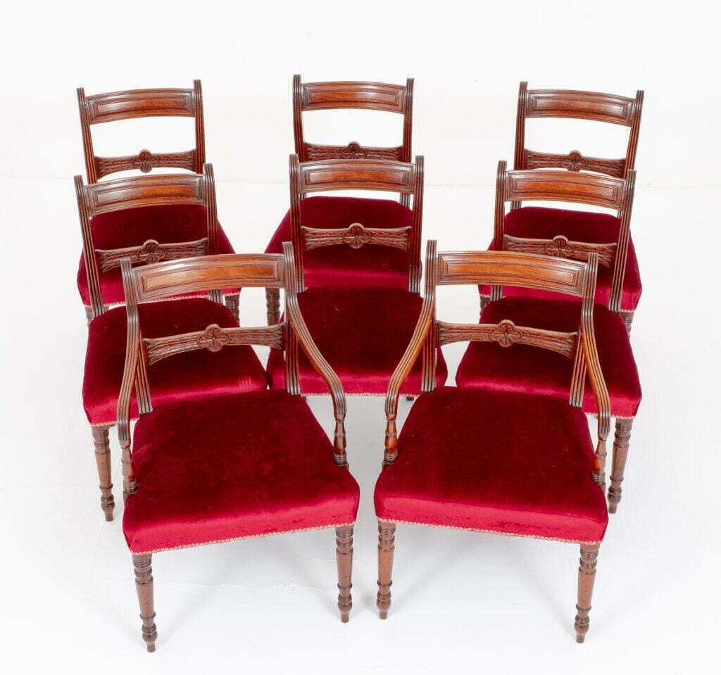 Good Set 8 Mahogany Regency Bar Back Dining Chairs