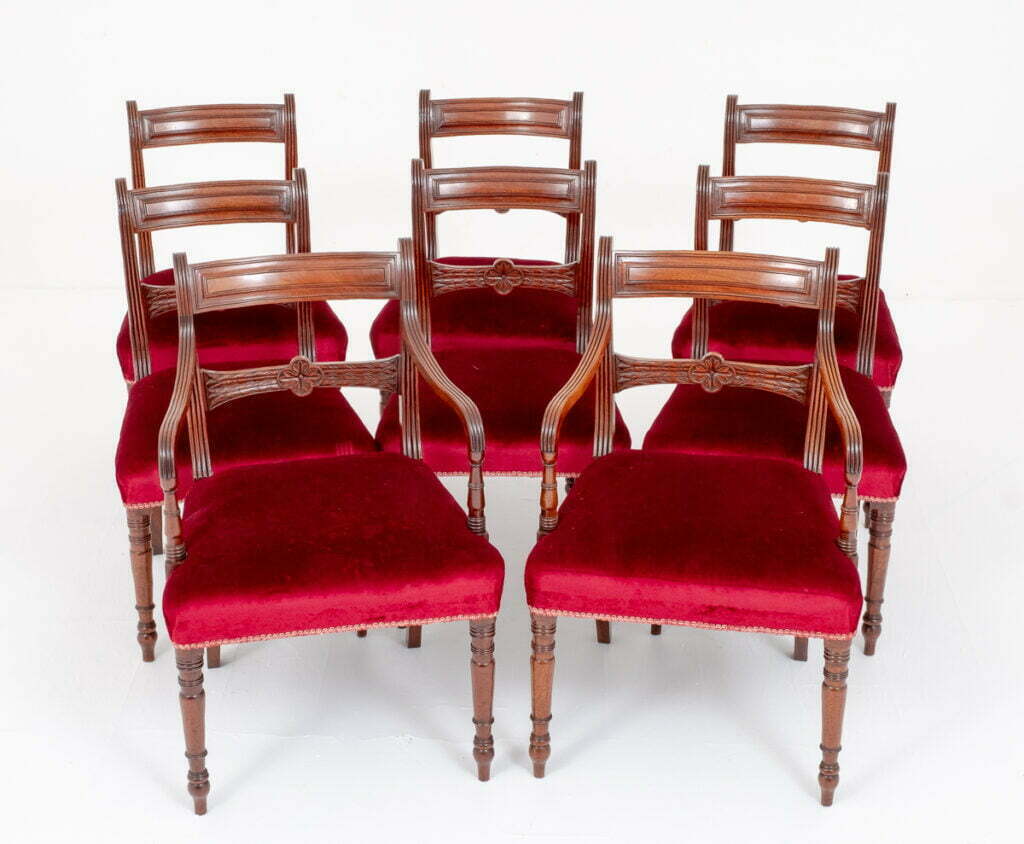 Good Set 8 Mahogany Regency Bar Back Dining Chairs