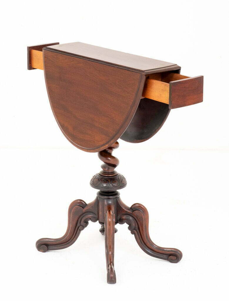 Unusual Mahogany Drop Leaf Occasional Table