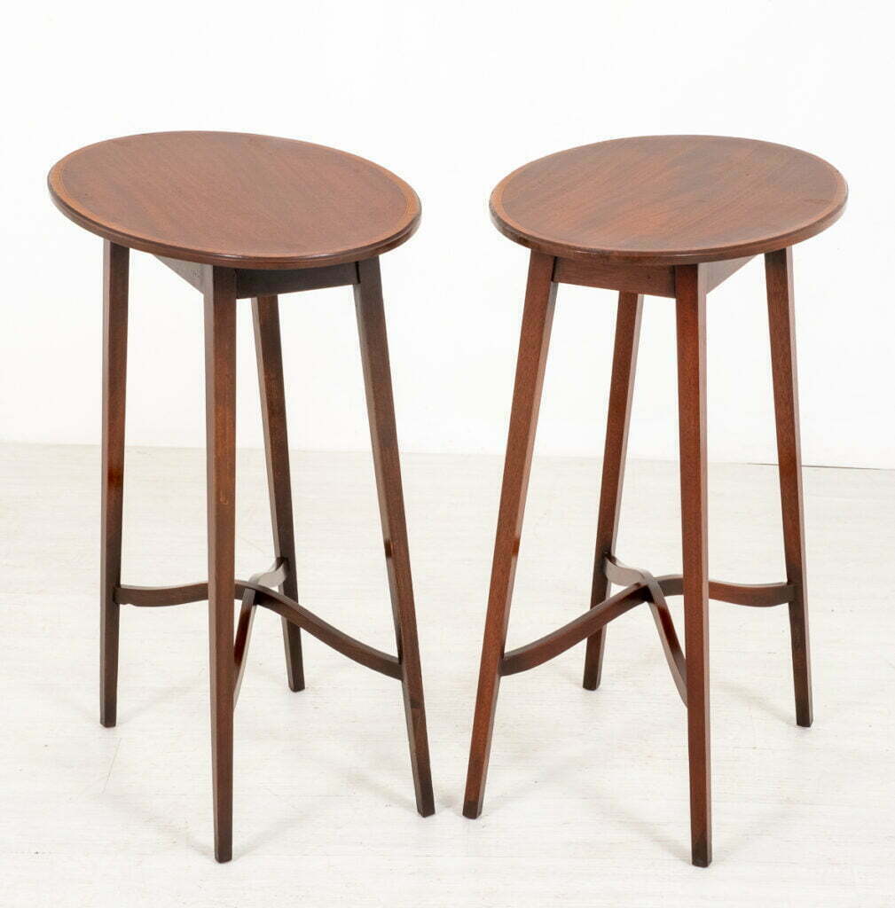 Pair of Mahogany Sheraton Revival Occasional Tables