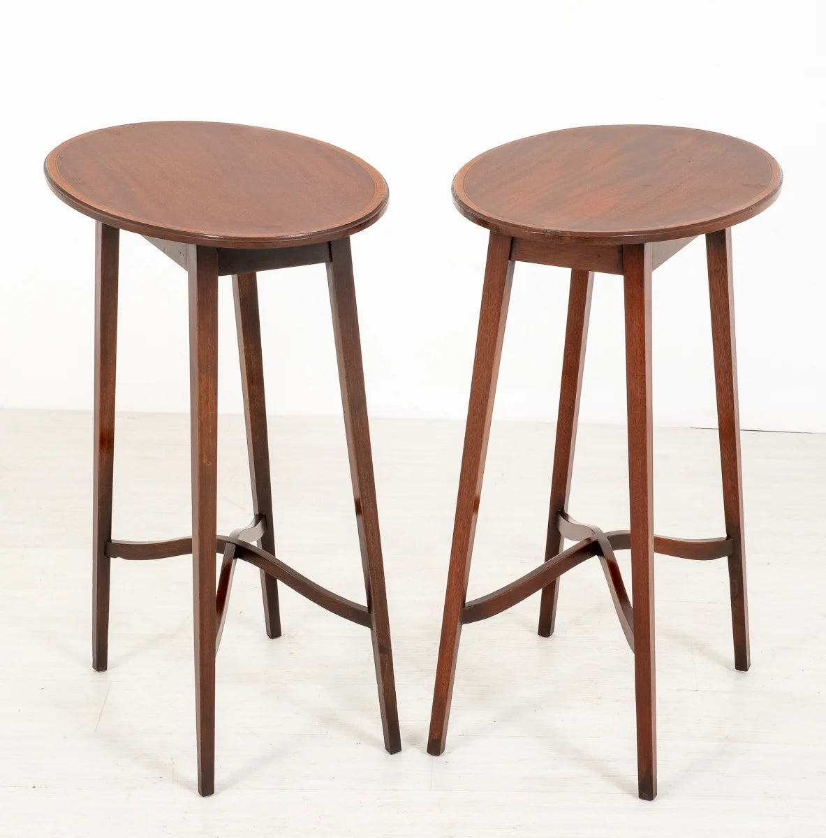 Pair of Mahogany Sheraton Revival Occasional Tables