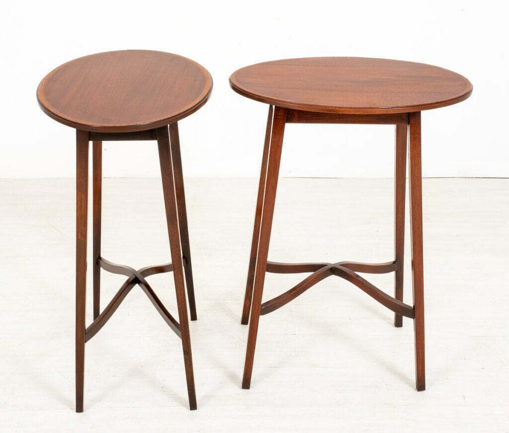 Pair of Mahogany Sheraton Revival Occasional Tables