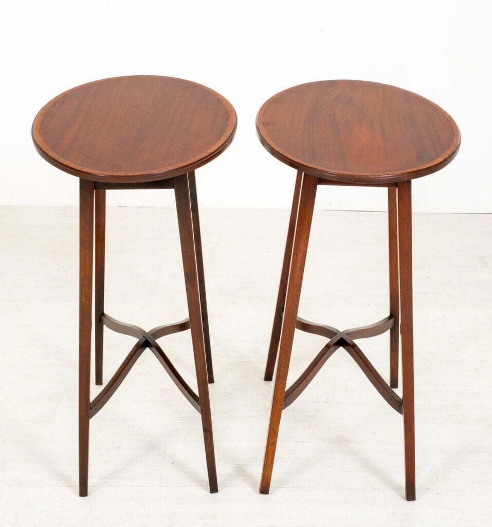 Pair of Mahogany Sheraton Revival Occasional Tables