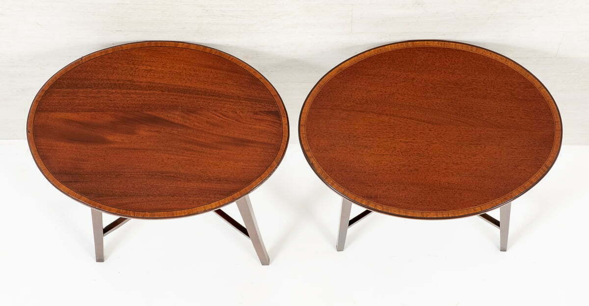 Pair of Mahogany Sheraton Revival Occasional Tables