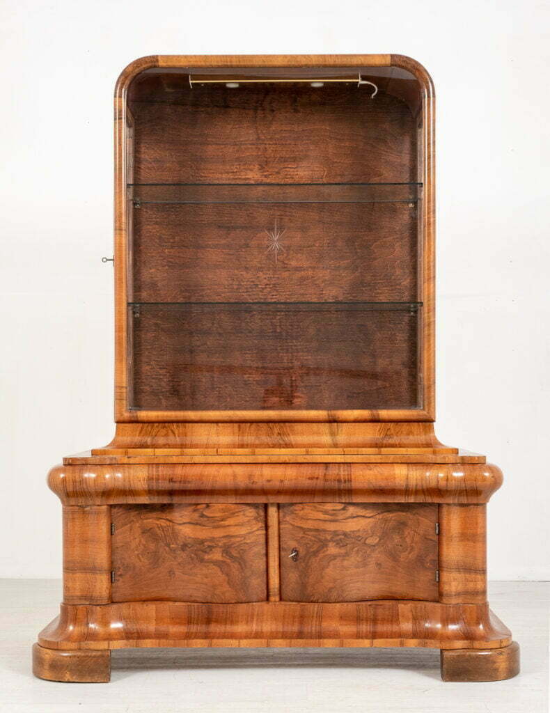Stunning Walnut Art Deco Display Cabinet