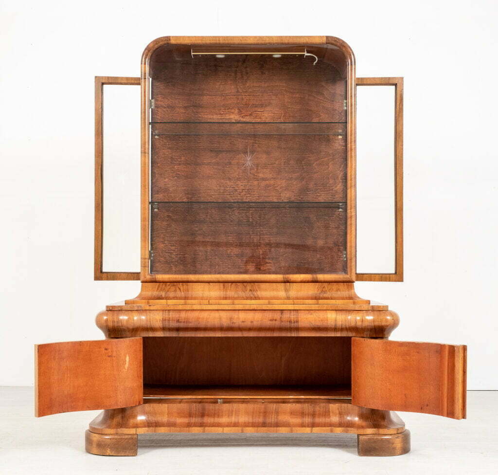 Stunning Walnut Art Deco Display Cabinet