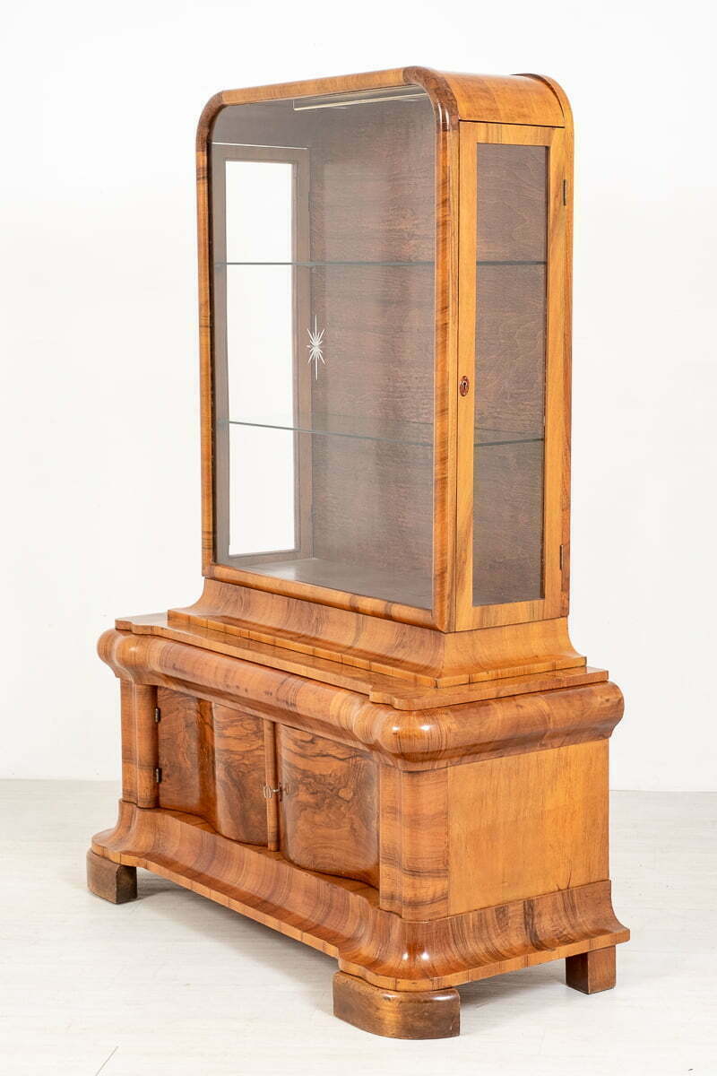 Stunning Walnut Art Deco Display Cabinet