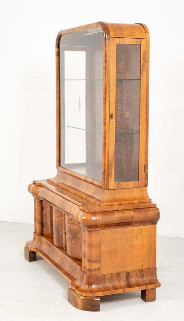 Stunning Walnut Art Deco Display Cabinet
