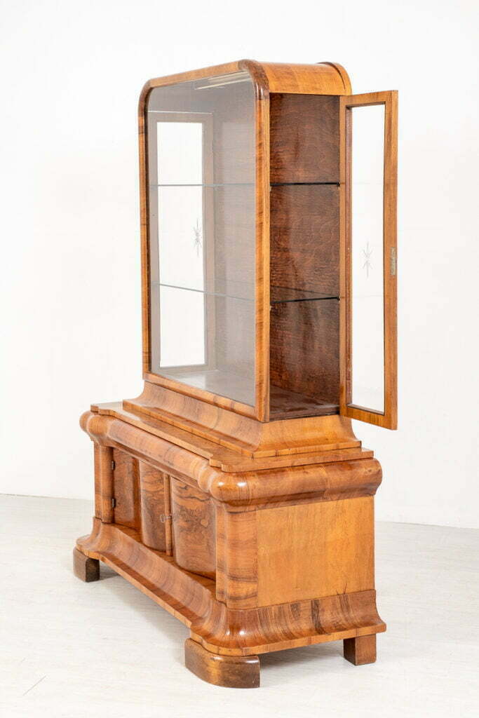 Stunning Walnut Art Deco Display Cabinet