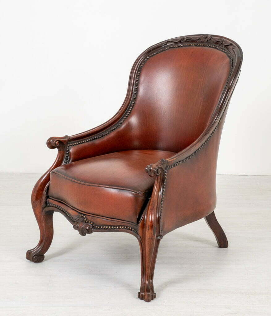 Victorian Rosewood Cabriole Leg Arm Chair.