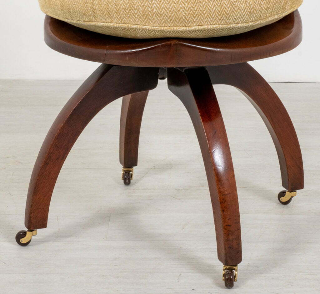 Victorian Mahogany Swivel Office Chair Porcelain Castors