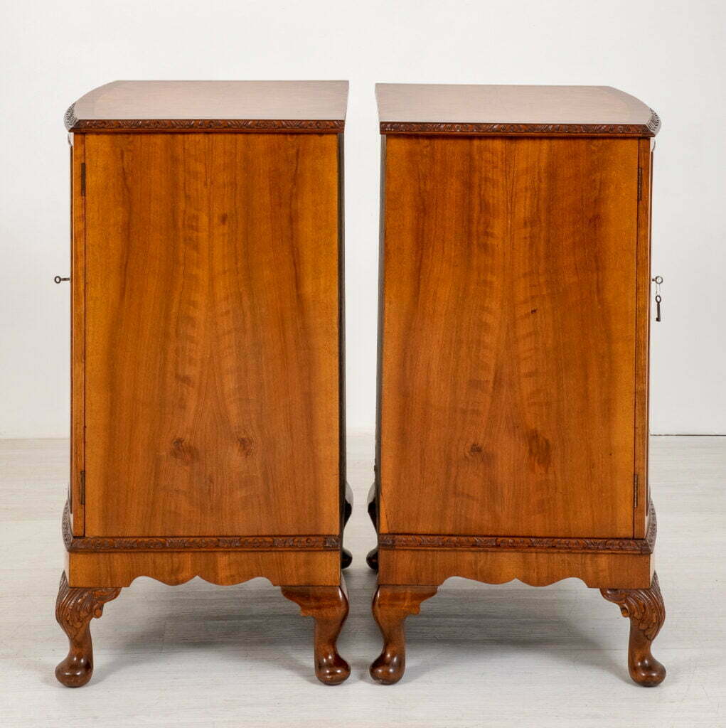 Matching Pair of Queen Anne Style Walnut Cabinets