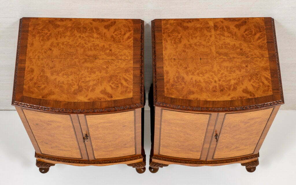 Matching Pair of Queen Anne Style Walnut Cabinets