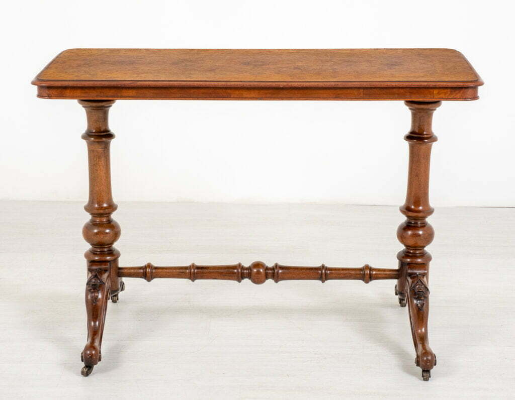 Victorian Burr Walnut Stretcher Table