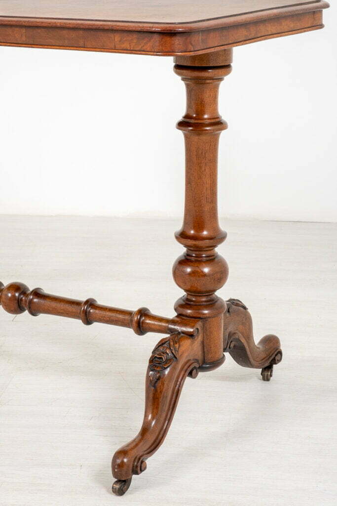 Victorian Burr Walnut Stretcher Table