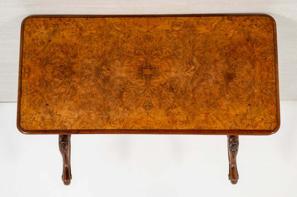 Victorian Burr Walnut Stretcher Table