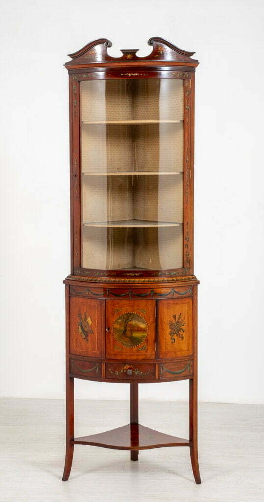 Pretty Victorian Satinwood Bow Corner Cabinet