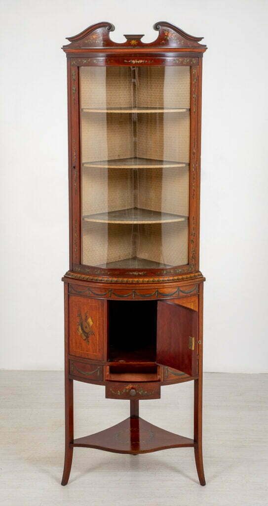 Pretty Victorian Satinwood Bow Corner Cabinet