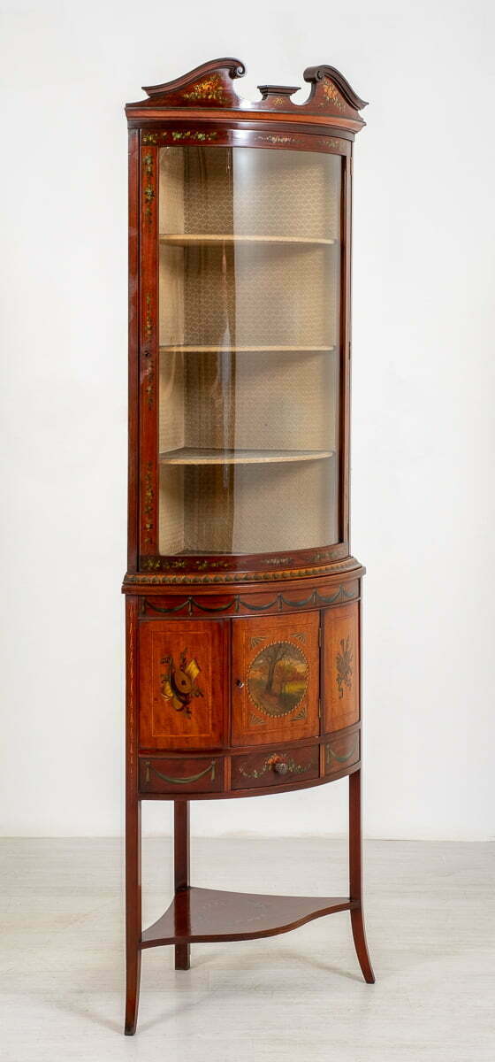 Pretty Victorian Satinwood Bow Corner Cabinet