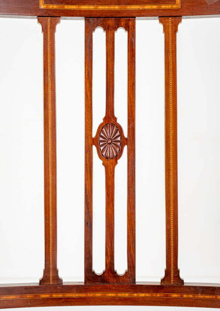 Nice Pair of Mahogany Sheraton Revival Open Arm Chairs