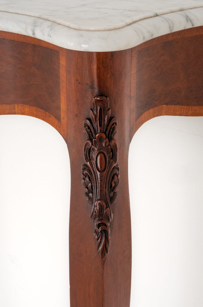 Pair of Marble Top Mahogany Console Tables