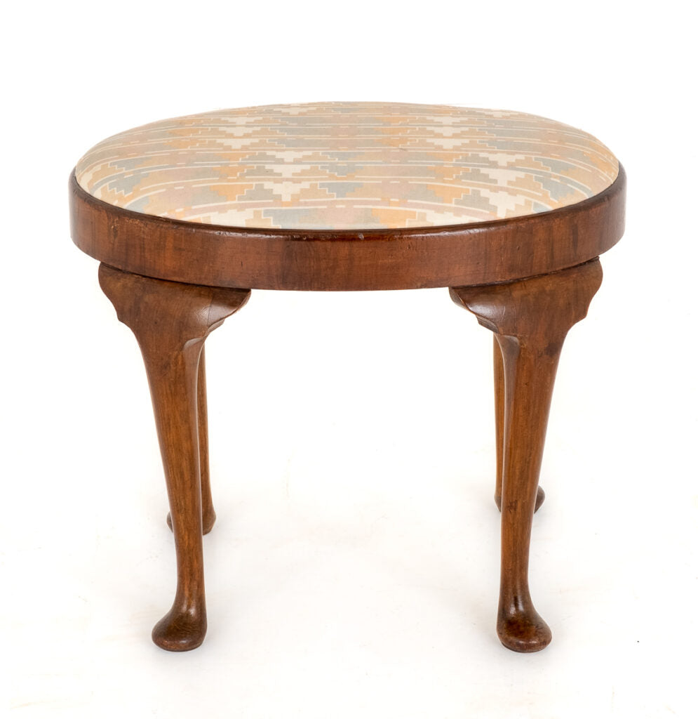 Queen Anne Style Walnut Stool Shaped Legs