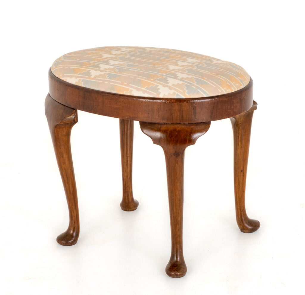 Queen Anne Style Walnut Stool Shaped Legs