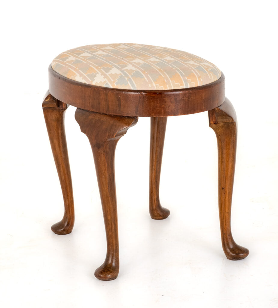 Queen Anne Style Walnut Stool Shaped Legs