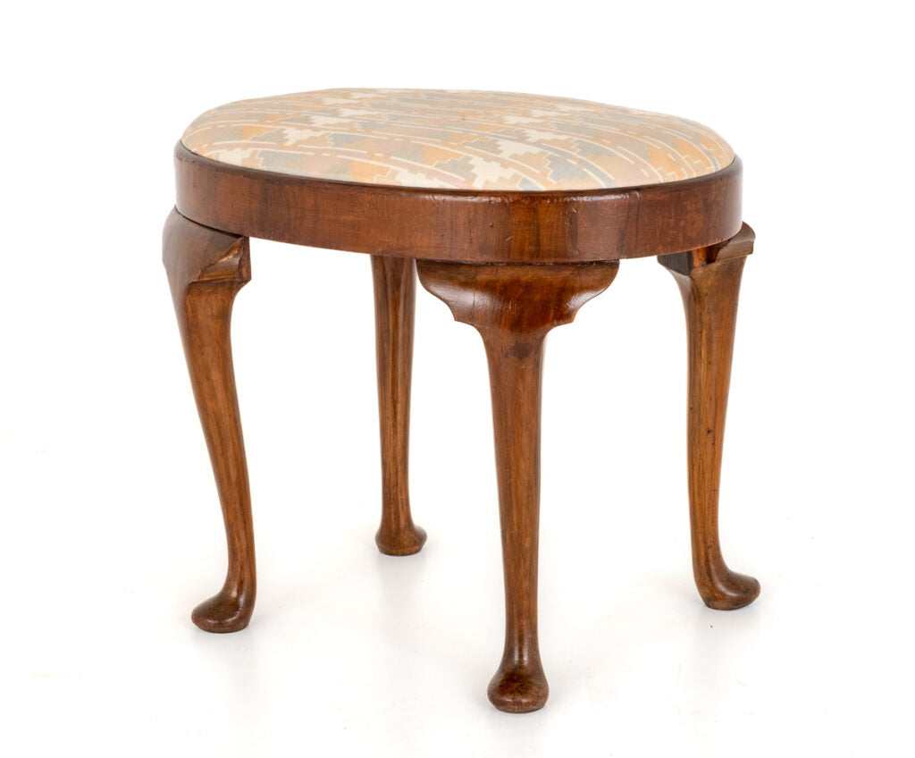 Queen Anne Style Walnut Stool Shaped Legs
