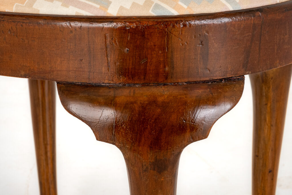 Queen Anne Style Walnut Stool Shaped Legs