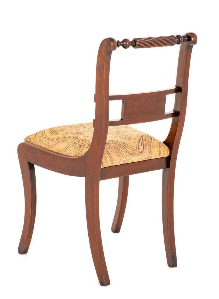 Set of 8 (6 + 2) Regency Revival Mahogany Brass Inlaid Chairs