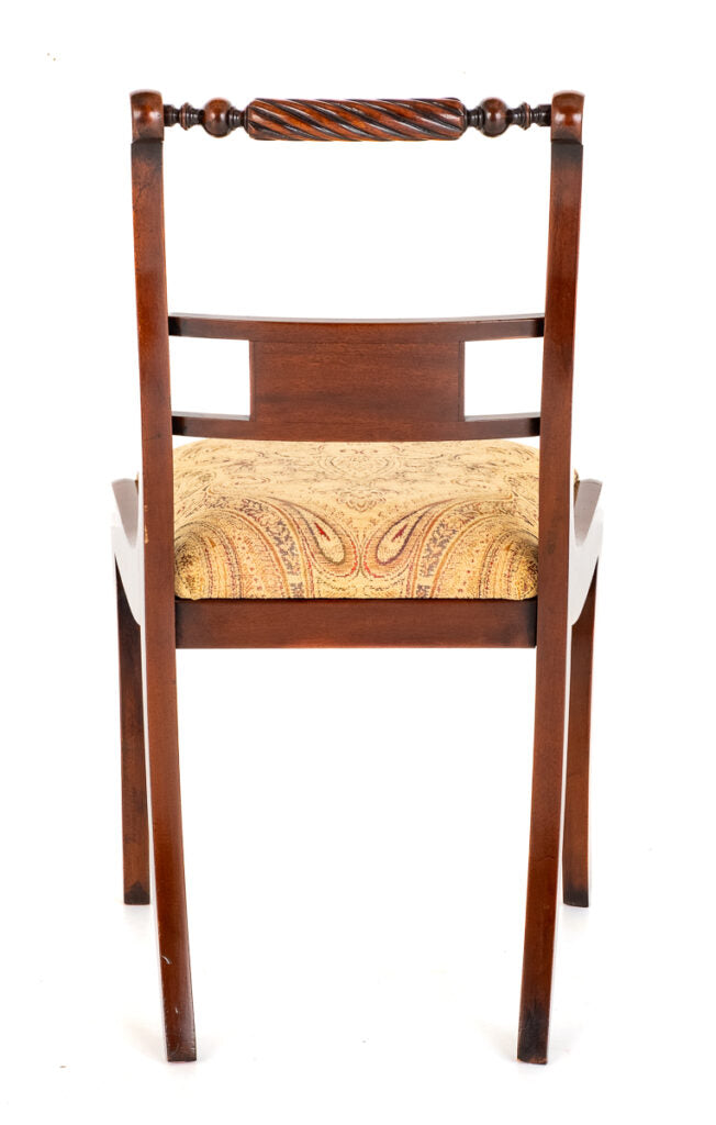 Set of 8 (6 + 2) Regency Revival Mahogany Brass Inlaid Chairs