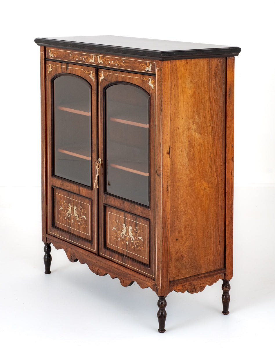 Very Good Late Victorian Inlaid Side Cabinet