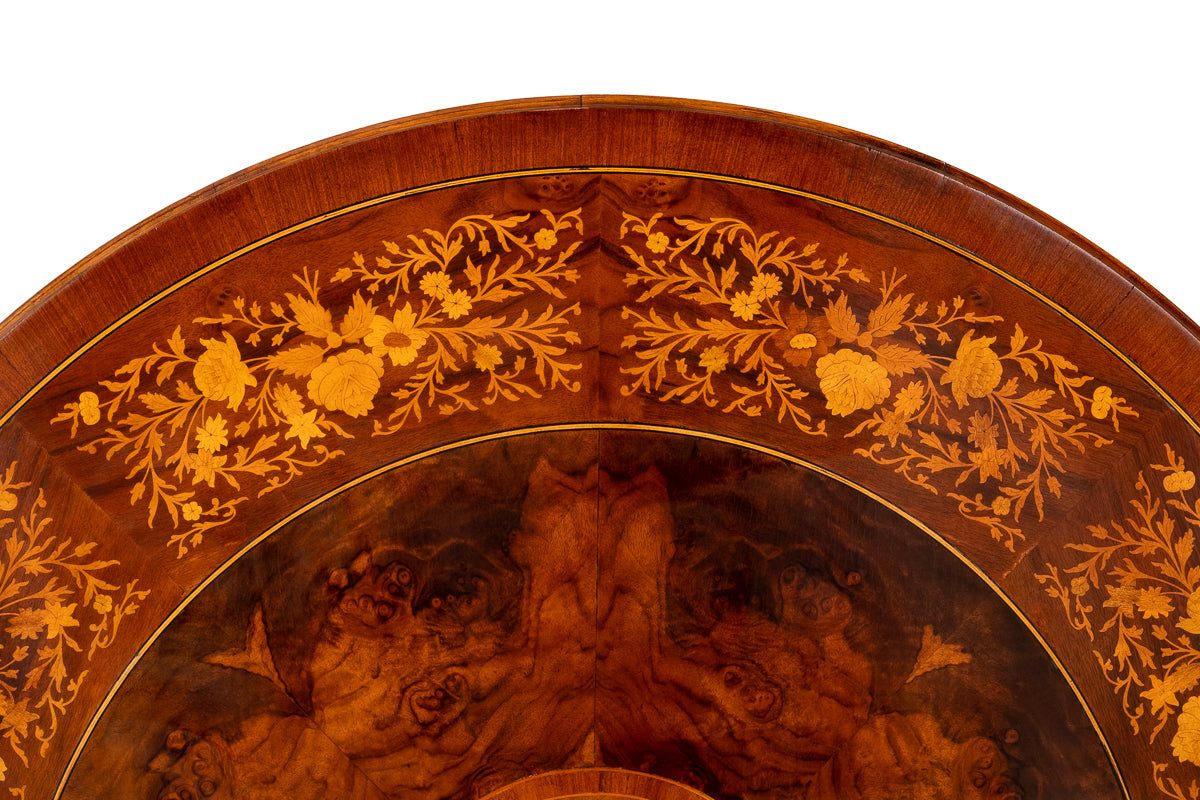 Victorian Style Walnut Marquetry Dining Table
