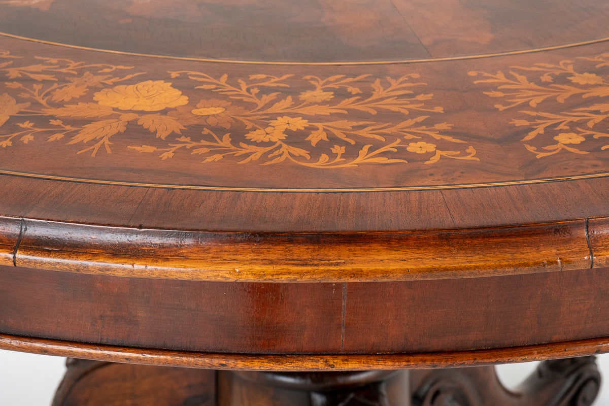 Victorian Style Walnut Marquetry Dining Table