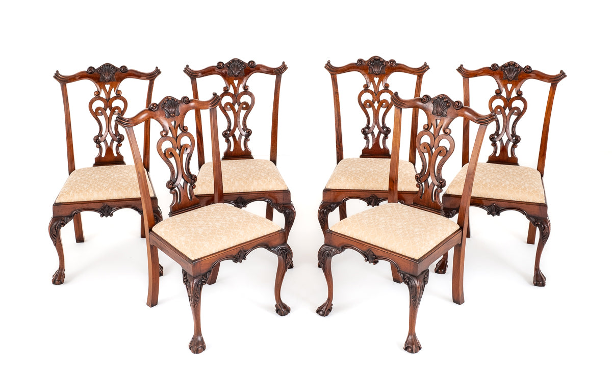 Set of 6 Mahogany Chippendale Style Dining Chairs