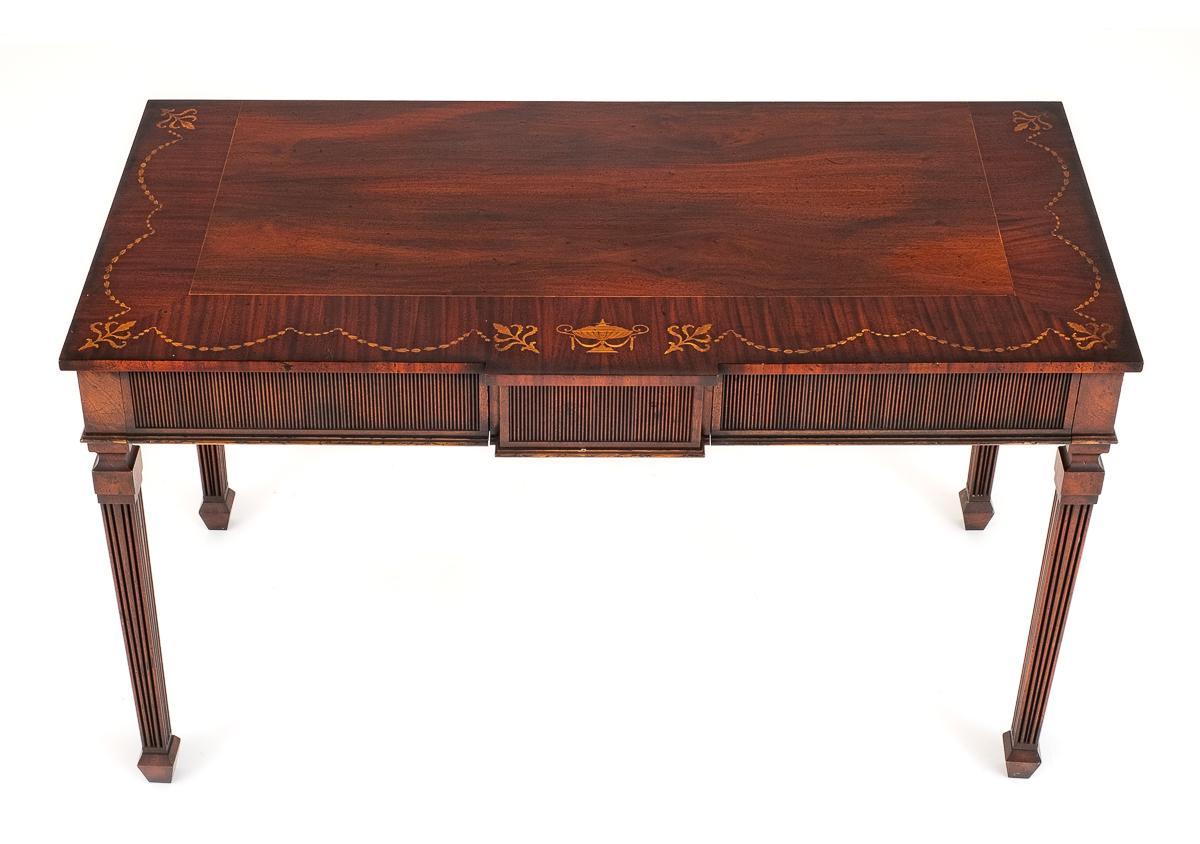 Mahogany Georgian Revival Console Table Flutes Legs