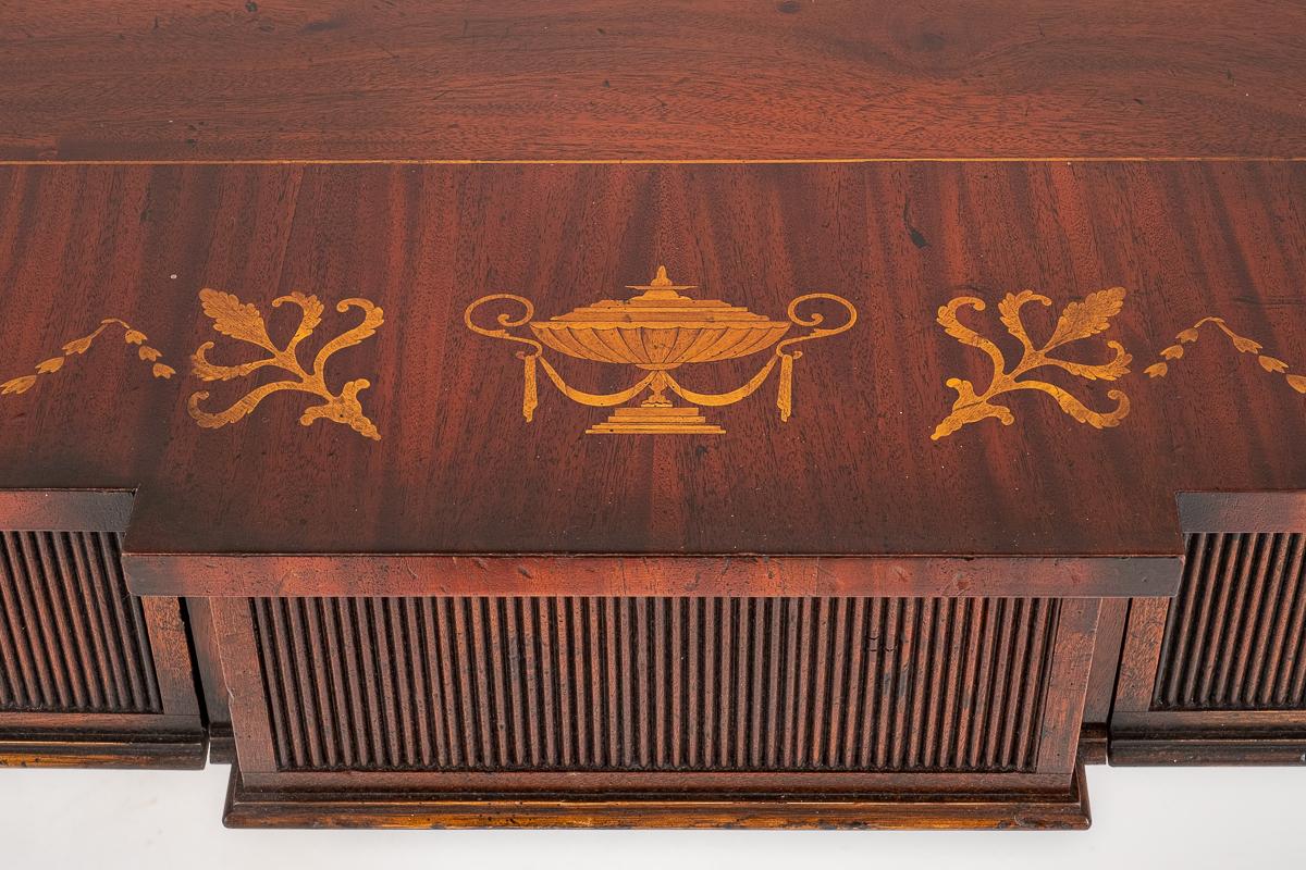 Mahogany Georgian Revival Console Table Flutes Legs