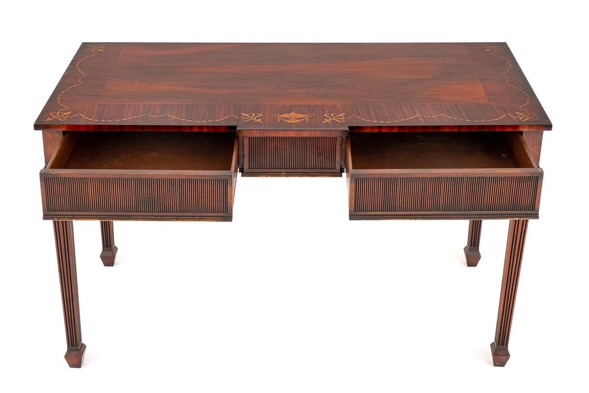 Mahogany Georgian Revival Console Table Flutes Legs