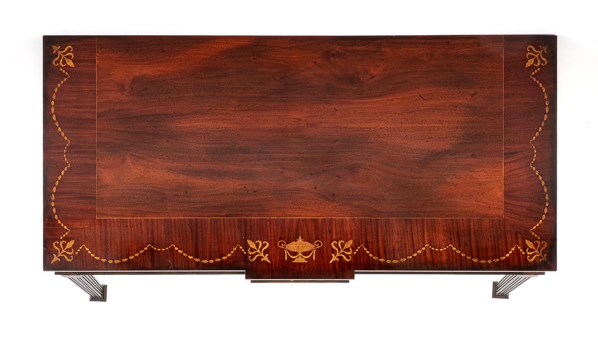 Mahogany Georgian Revival Console Table Flutes Legs
