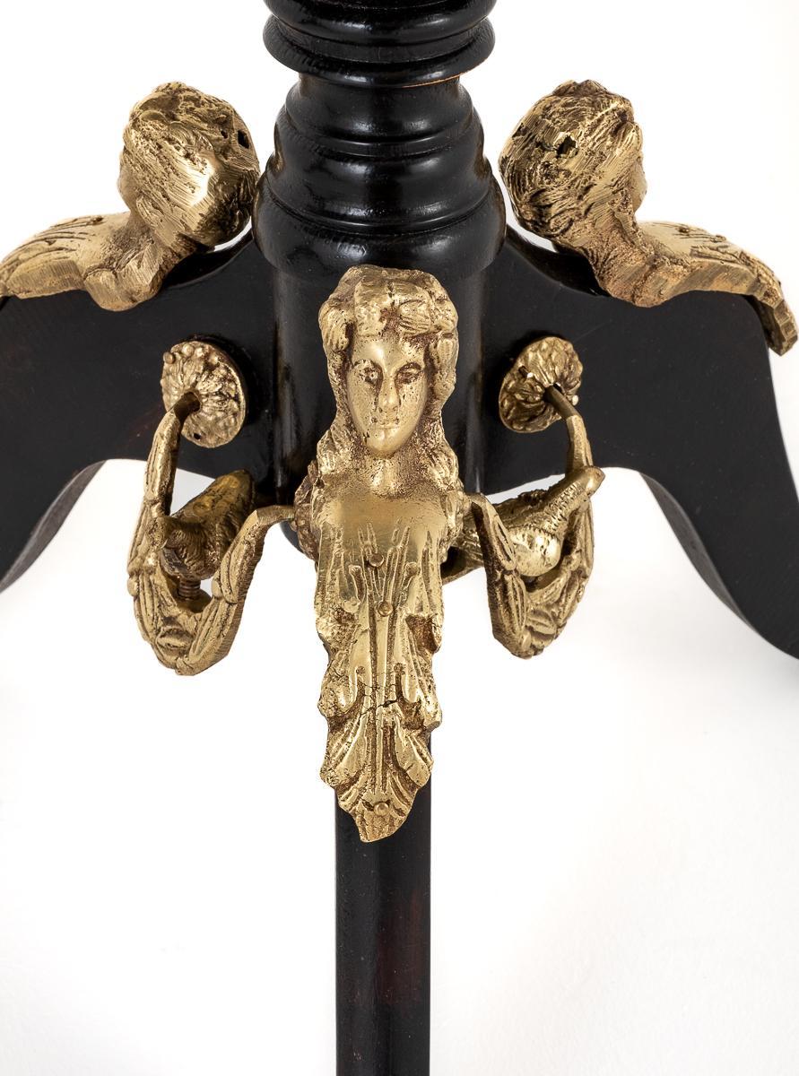 Unusual Pair of French Ebony and Gilt Wine Tables