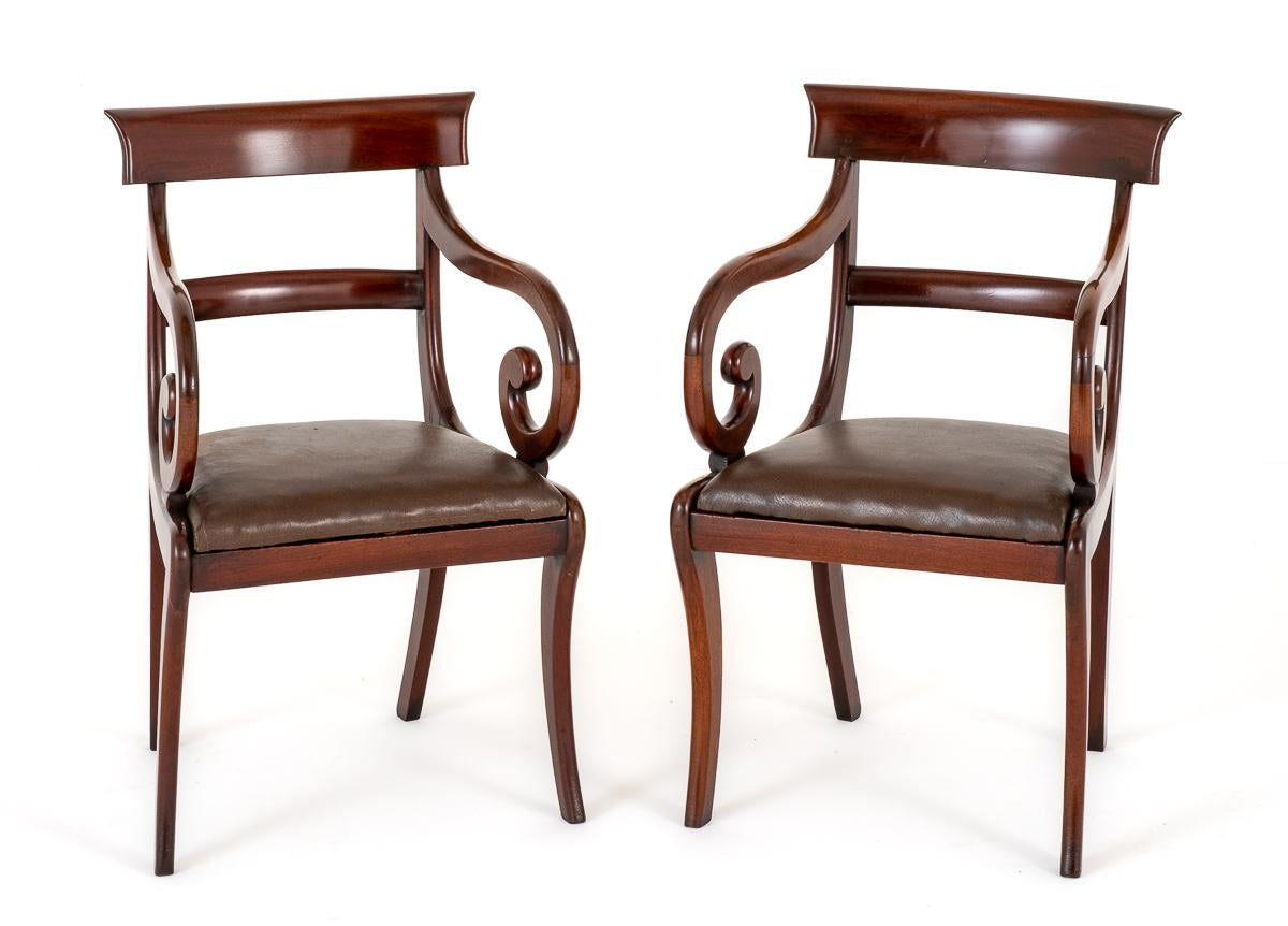 Pair of Mahogany Regency Elbow Chairs